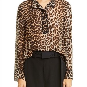 Ganni Leopard Georgette top